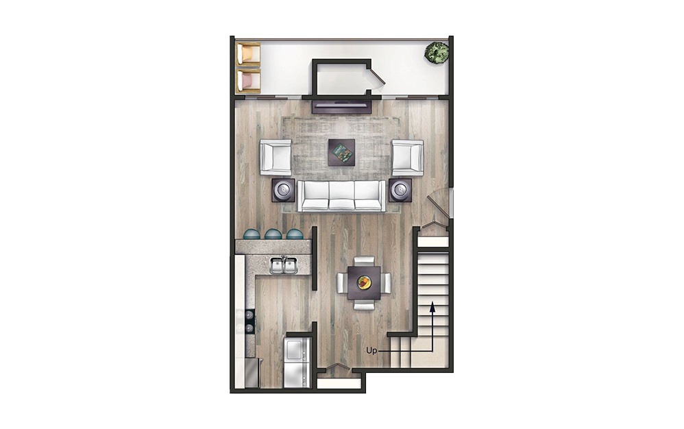 The Wright - 1 bedroom floorplan layout with 1 bathroom and 800 square feet (Floor 1)