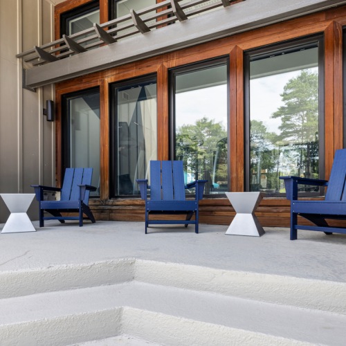 Clubhouse Patio located outside of the clubhouse at Lofts at North Hills Apartments in Raleigh, NC