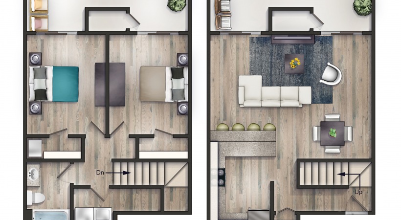 The Wexler II - Newly Renovated 2BD, 1BA 1035 sf at Lofts at North Hills Apartments in Raleigh, NC 