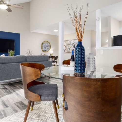 Open space living area with natural lighting Open space living area with natural lighting at Lofts at North Hills Apartments in Raleigh, NC