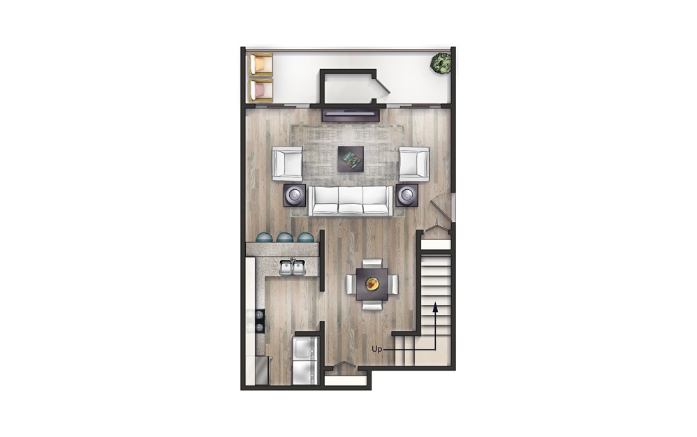 The Wright II Newly Renovated - 1 bedroom floorplan layout with 1 bath and 800 square feet. (Floor 1)