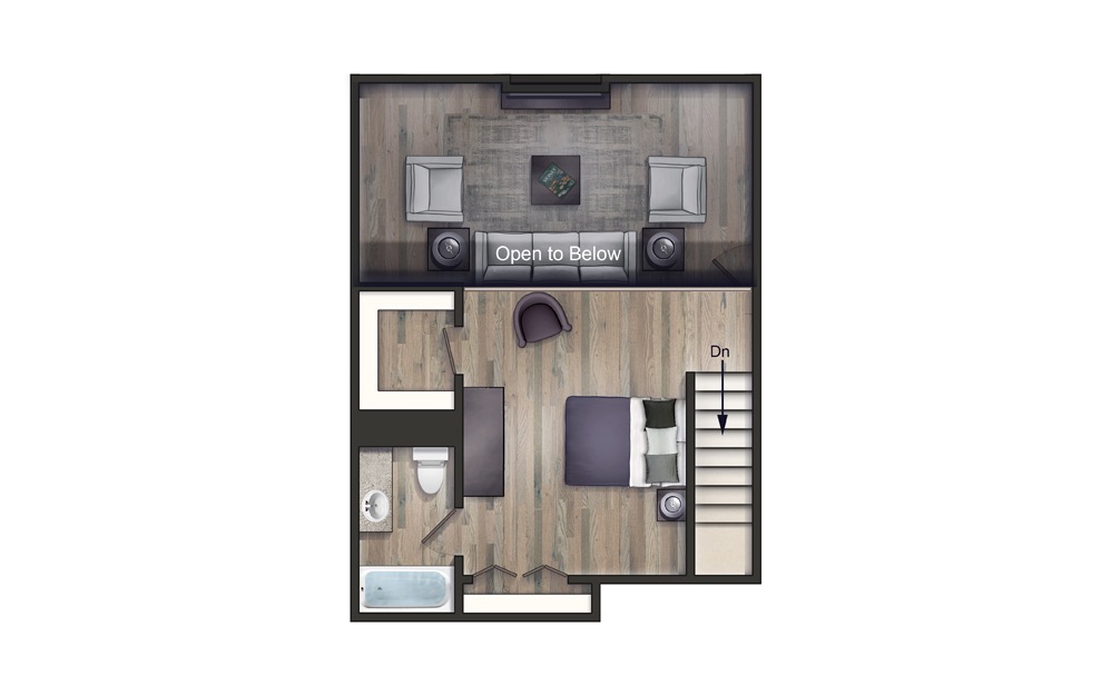 The Wright II Newly Renovated - 1 bedroom floorplan layout with 1 bathroom and 800 square feet (Floor 2)